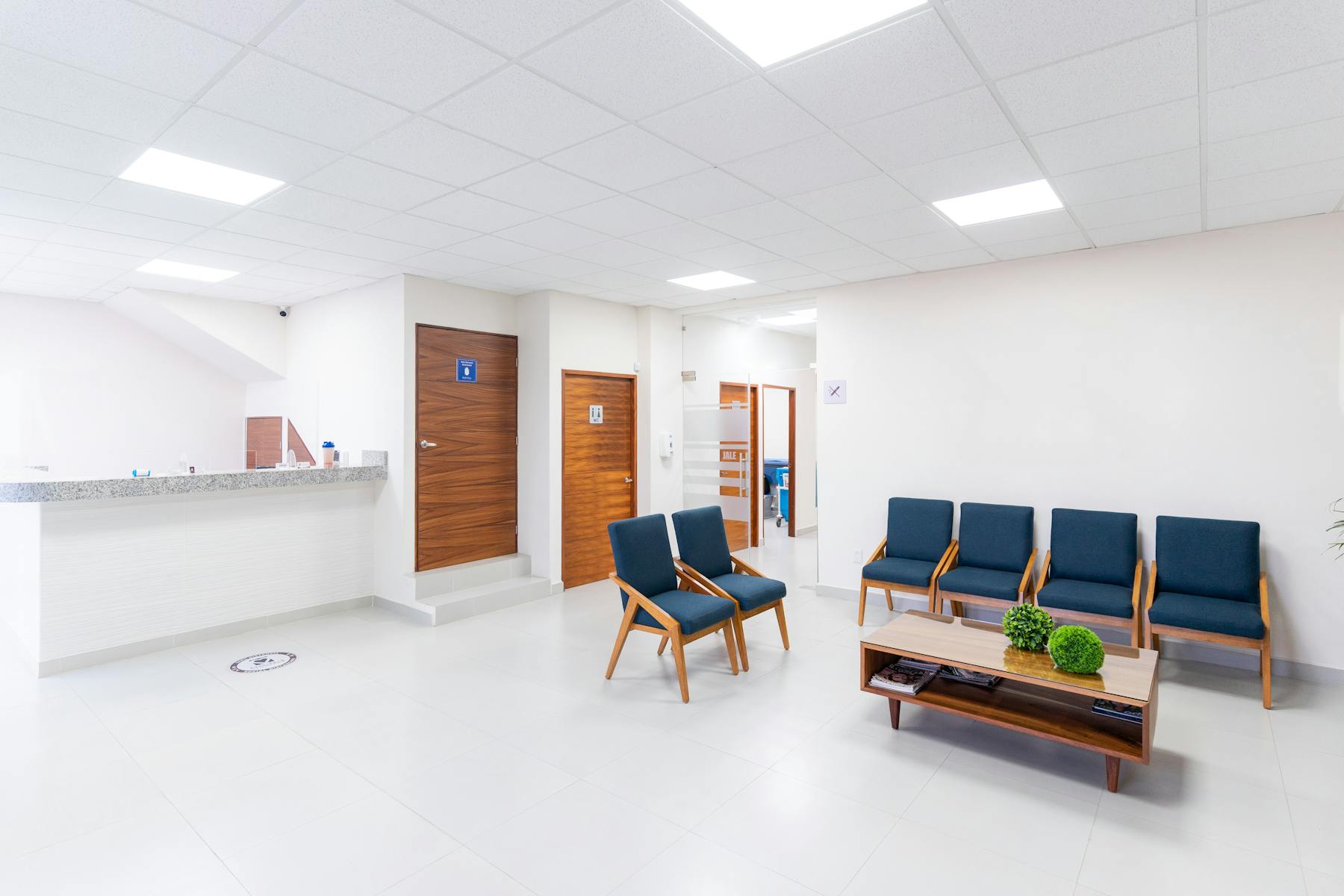 Calm healthcare office waiting area